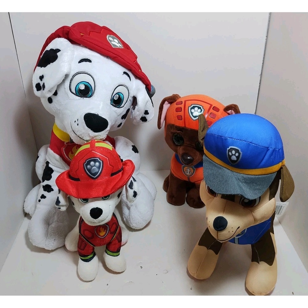 Lot Of 4 Paw Patrol Plush Marshall X2 Chase Zuma Stuffed Animal Nickelodeon
